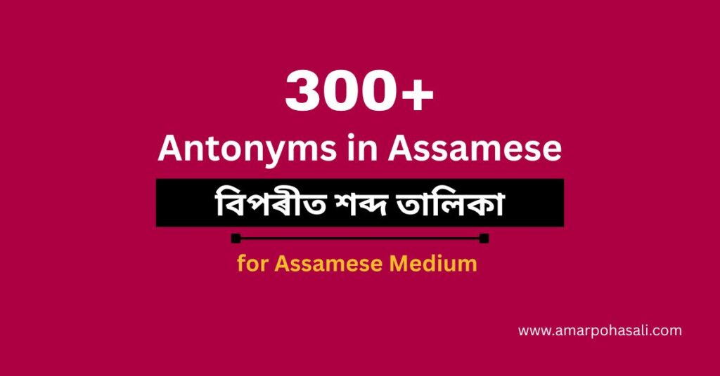 বিপৰীত শব্দ তালিকা | 300 + Antonyms in Assamese for SEBA Assamese Medium Students
